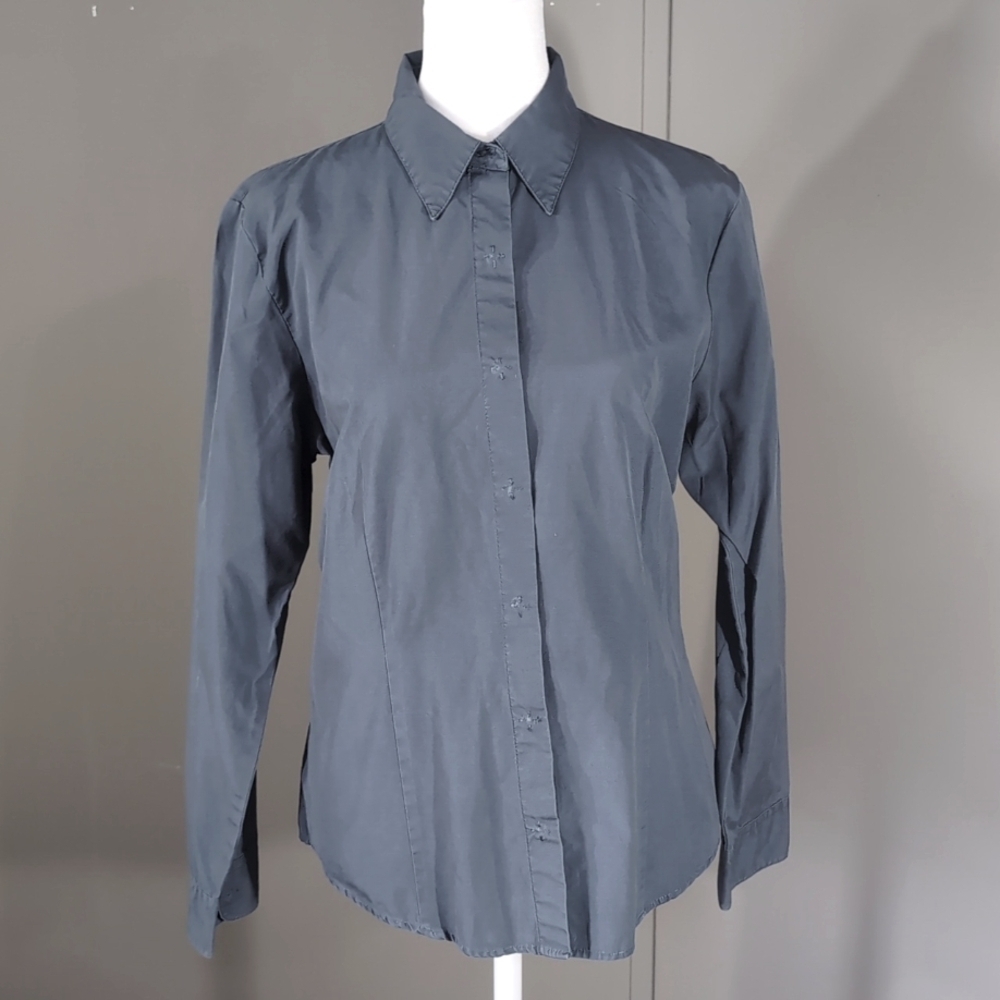 Eddie Bauer Blue Snap Button Long Sleeve Shirt